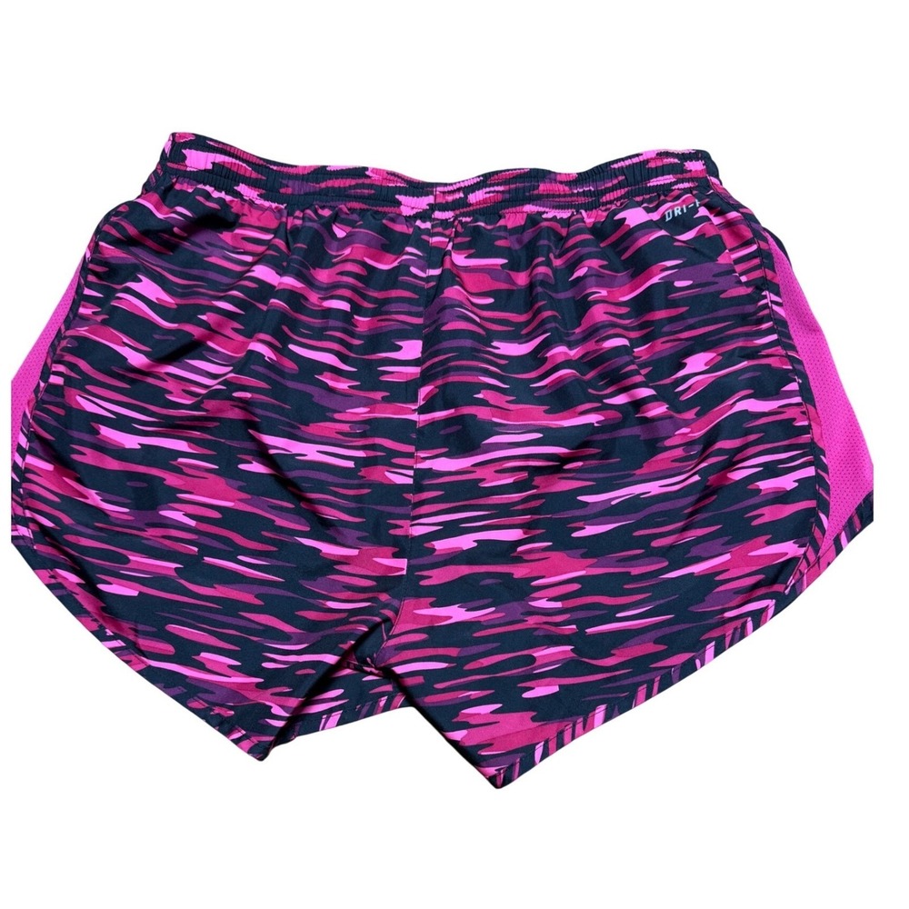 Nike Dri-FIT Women Medium Pink Purple Camo Running‎ Shorts Mesh Side Panels 365 - Picture 6 of 9